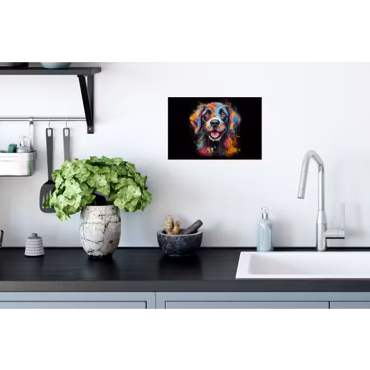 Graffiti - Hond - Zwart - Kleuren Muursticker klein -keuken