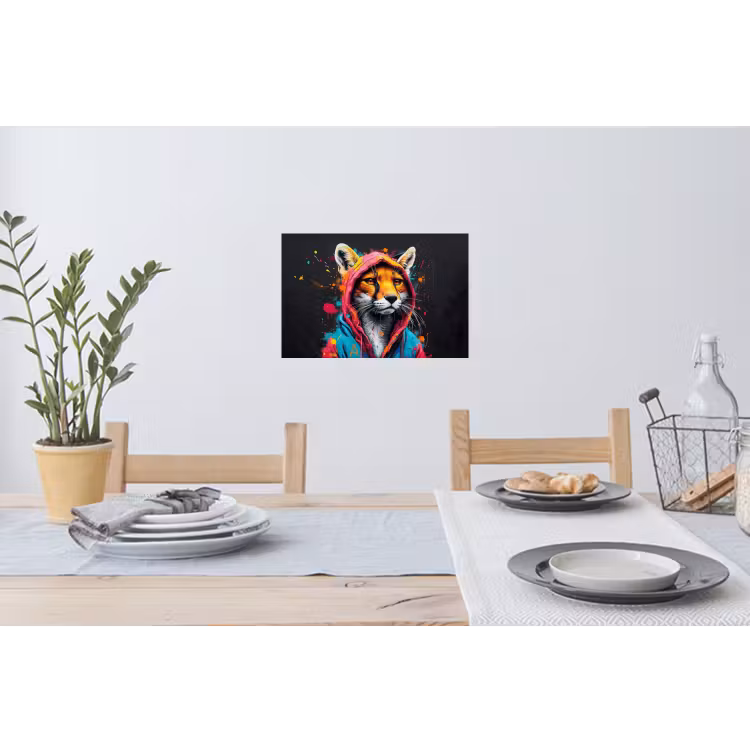 Graffiti - Vos - Jas - Pop art Muursticker klein -eettafel