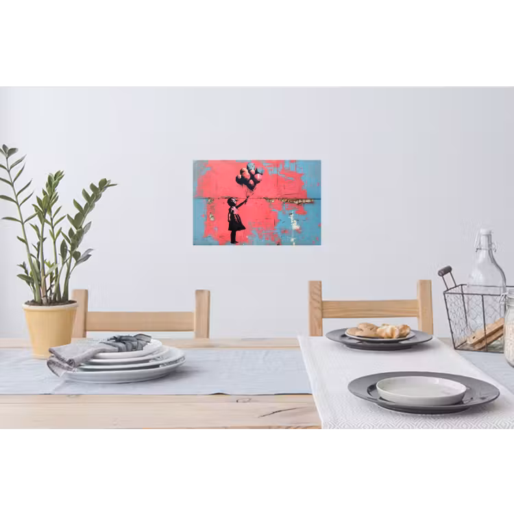 Graffiti - Meisje - Ballon - Banksy - Street art Muursticker klein -eettafel