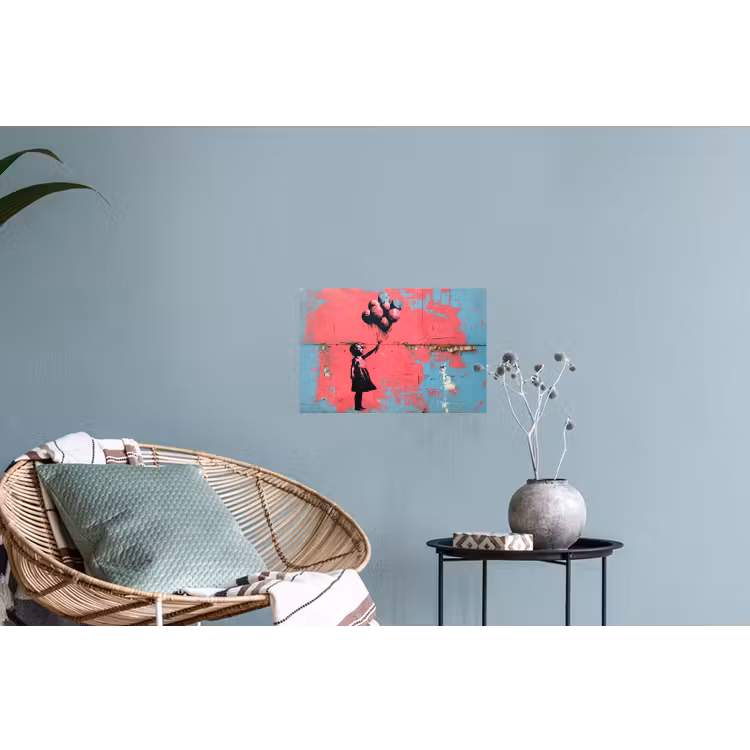 Graffiti - Meisje - Ballon - Banksy - Street art Muursticker klein -plant