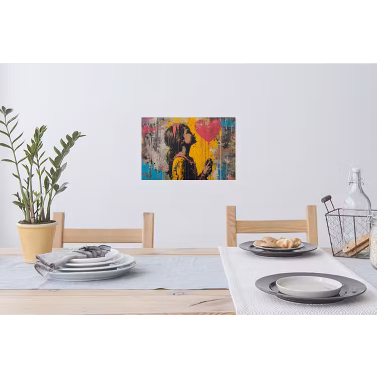 Graffiti - Meisje - Ballon - Street art Muursticker klein -eettafel