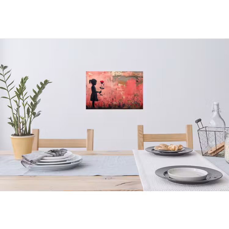 Graffiti - Meisje - Roze - Street art - Roos - Banksy Muursticker klein -eettafel