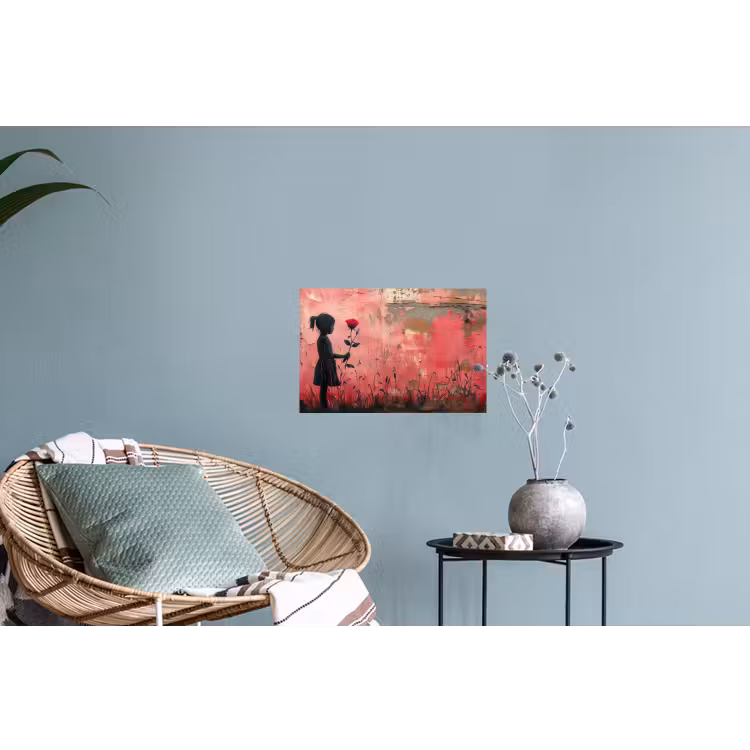 Graffiti - Meisje - Roze - Street art - Roos - Banksy Muursticker klein -plant
