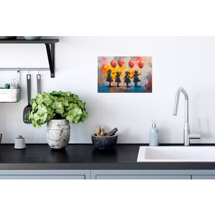 Graffiti - Kinderen - Street art - Ballon - Banksy Muursticker klein -keuken