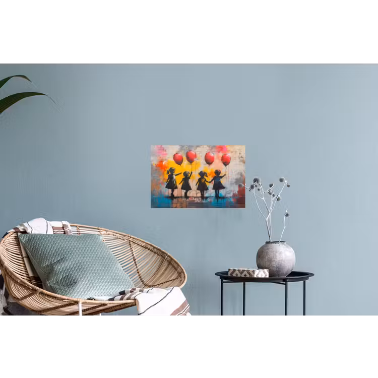 Graffiti - Kinderen - Street art - Ballon - Banksy Muursticker klein -plant