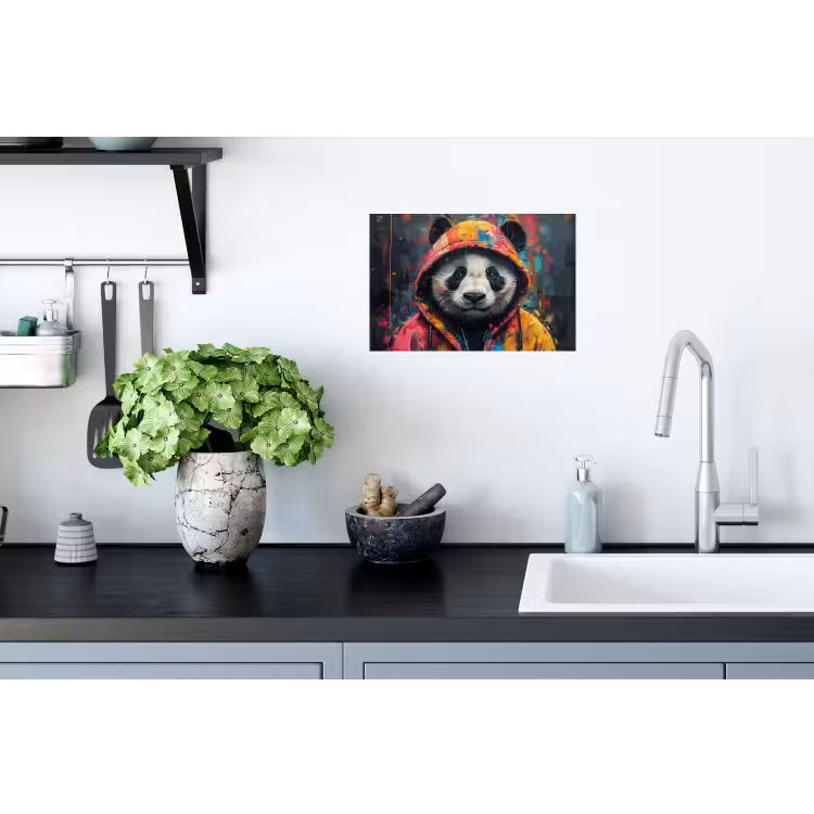 Graffiti - Panda - Jas - Kleurrijk Muursticker klein -keuken