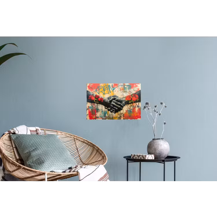 Graffiti - Rozen - Handen - Street art - Banksy Muursticker klein -plant
