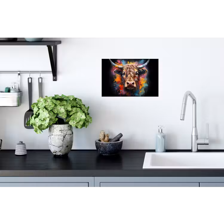 Graffiti - Schotse hooglander - Zwart - Koe Muursticker klein -keuken