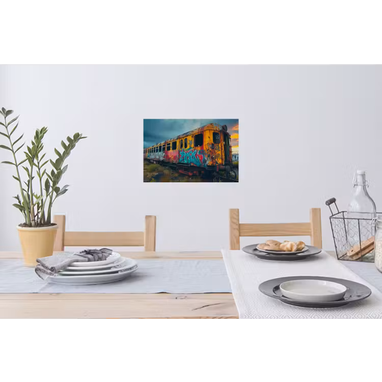 Graffiti - Trein - Street art - Verlaten Muursticker klein -eettafel