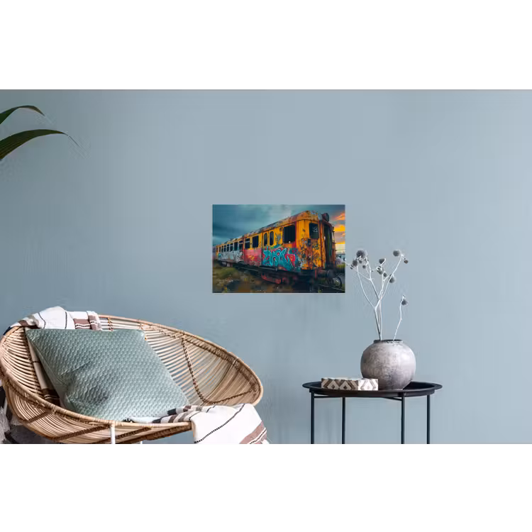 Graffiti - Trein - Street art - Verlaten Muursticker klein -plant