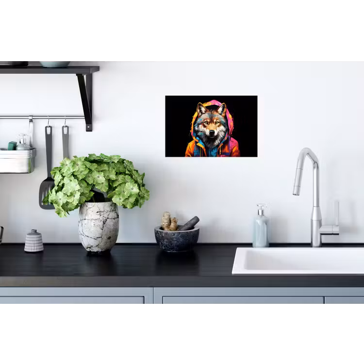 Graffiti - Wolf - Jas - Zwart Muursticker klein -keuken