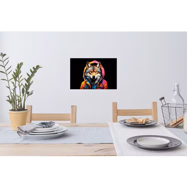 Graffiti - Wolf - Jas - Zwart Muursticker klein -eettafel