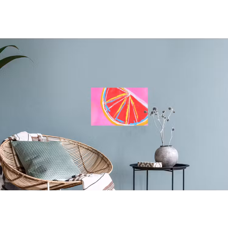Grapefruit - Geschilderd - Roze - Strepen Muursticker klein -plant