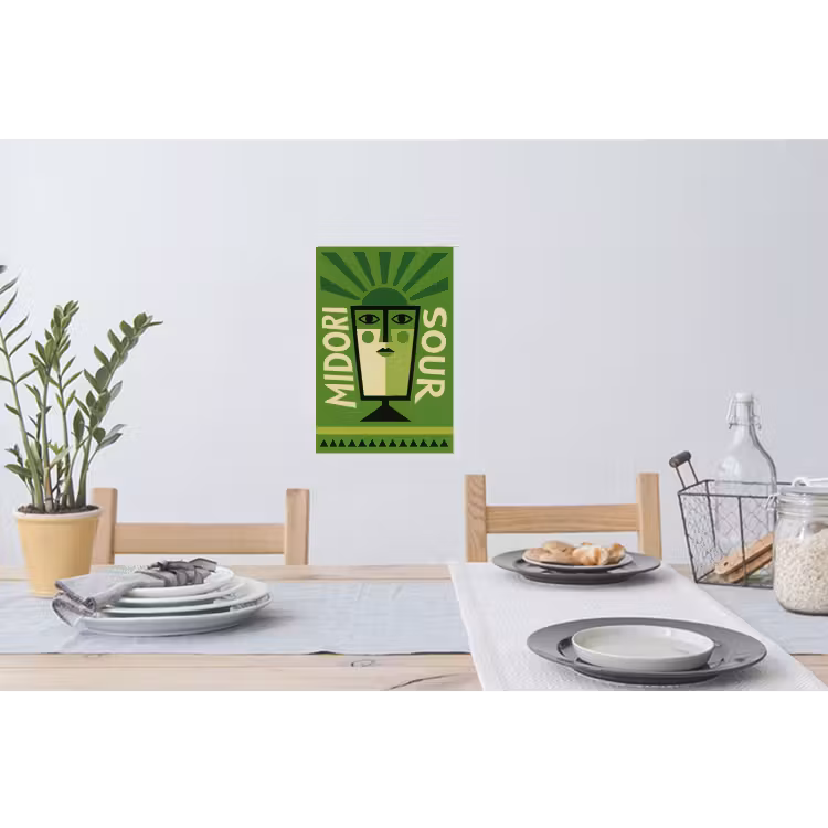 Grafisch - Art - Cocktail - Groen Muursticker klein -eettafel