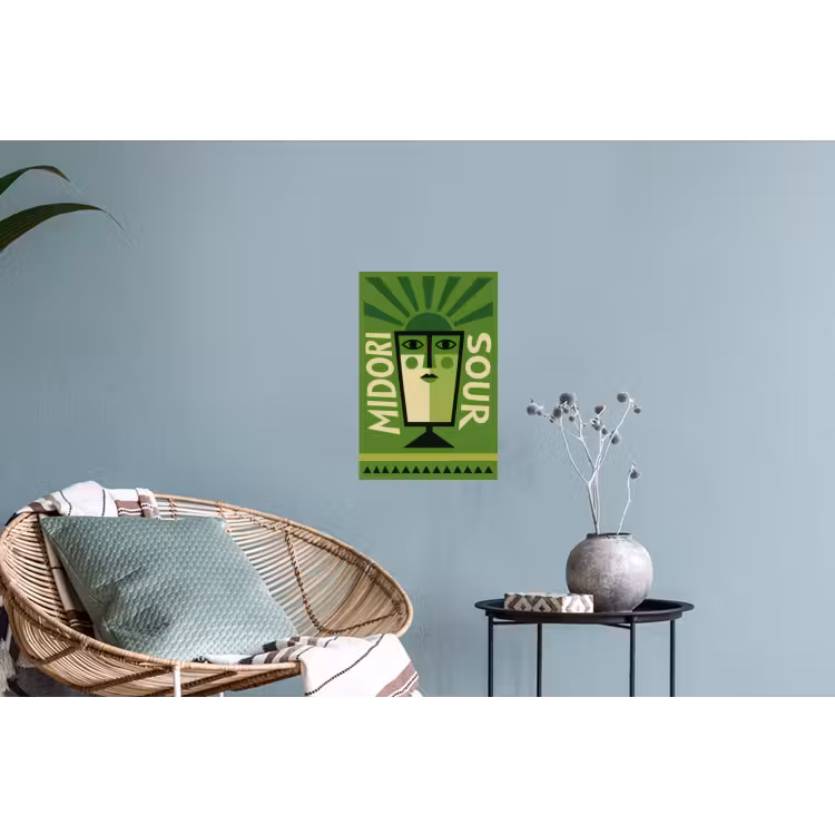 Grafisch - Art - Cocktail - Groen Muursticker klein -plant