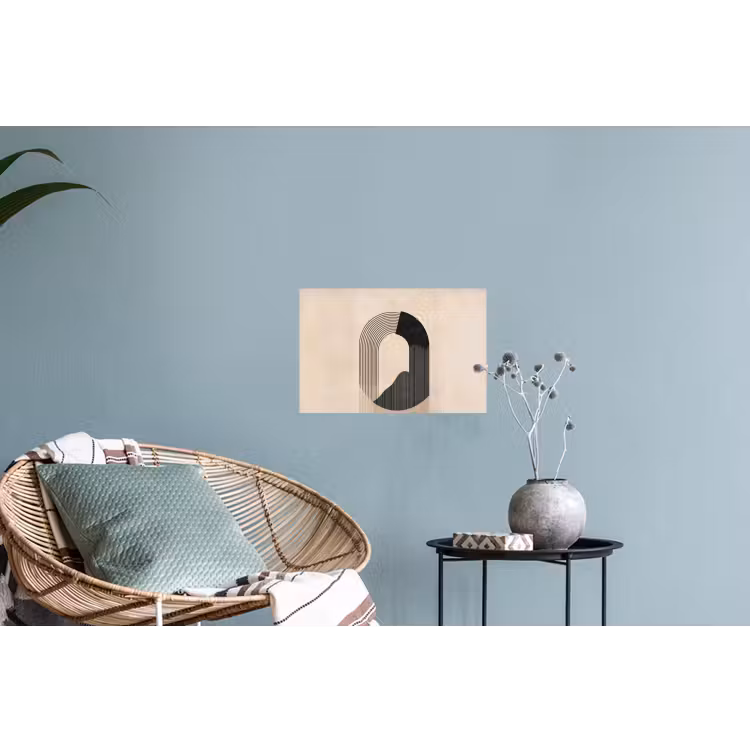 Grafisch gebogen motief - Beige Muursticker klein -plant
