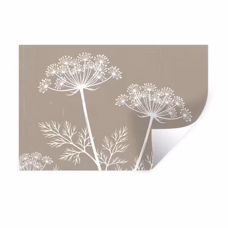 Grafisch - Fluitenkruid - Taupe Muursticker klein -3d