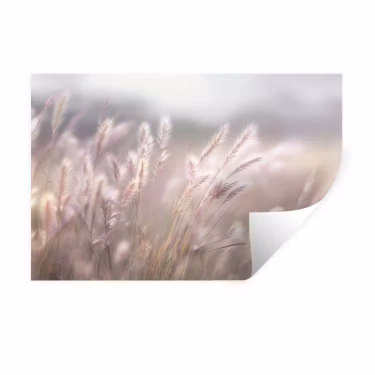 Graspluimen - Wind - Beige - Mistig Muursticker klein -3d