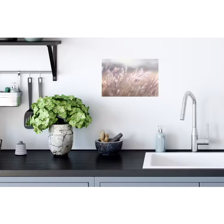 Graspluimen - Wind - Beige - Mistig Muursticker klein -keuken