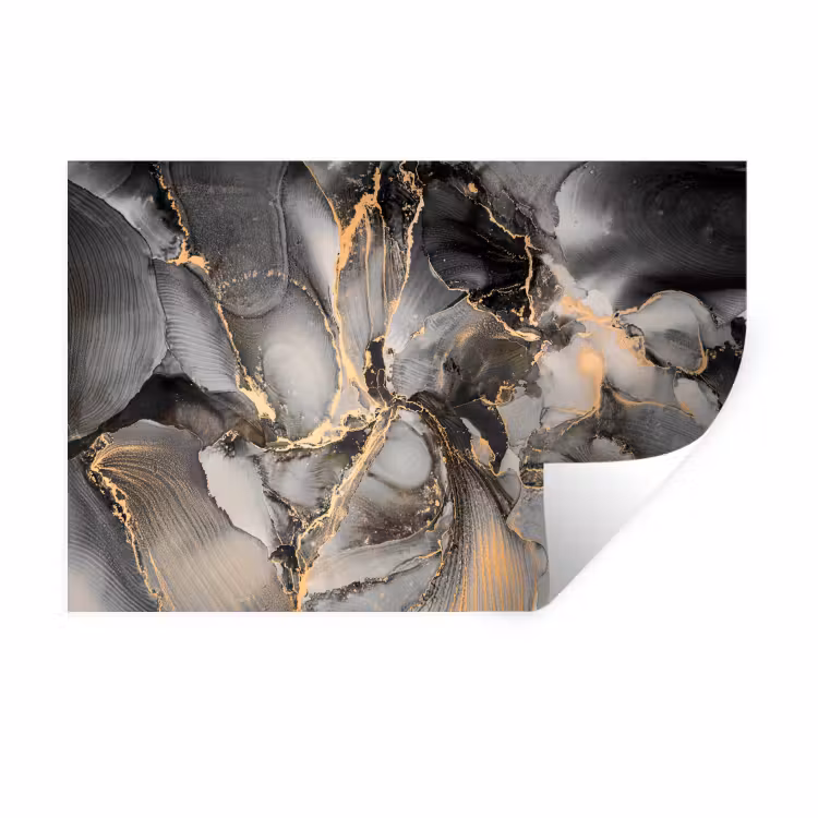 Grijs - Luxe - Goud - Marmer Muursticker klein -3d