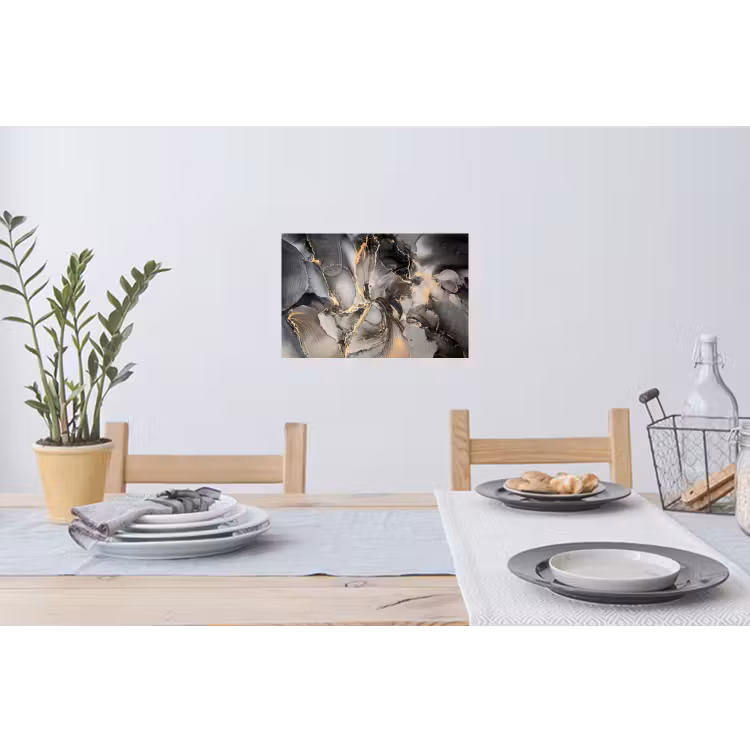 Grijs - Luxe - Goud - Marmer Muursticker klein -eettafel