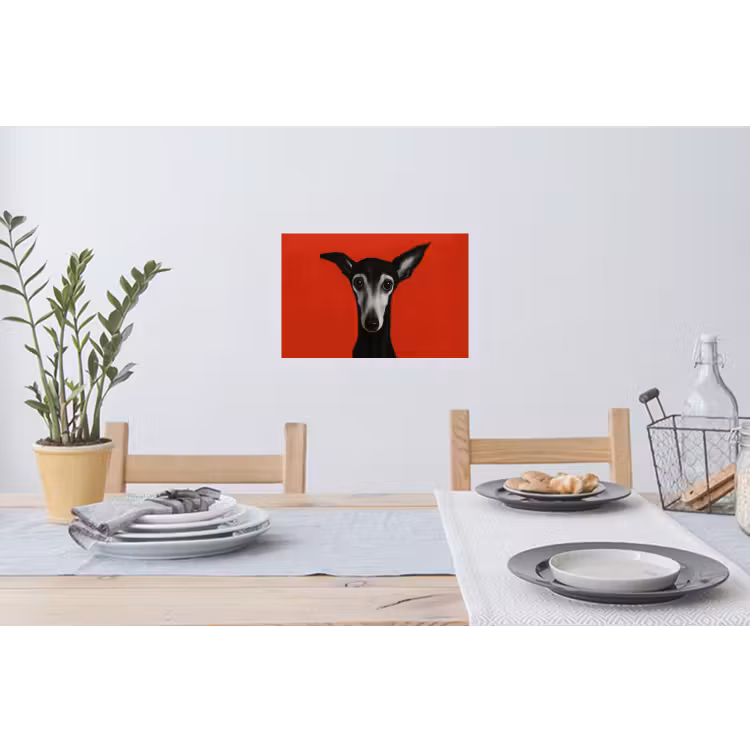 Windhond - Minimalistisch - Rood Muursticker klein -eettafel
