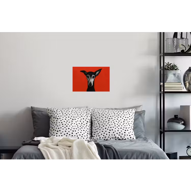 Windhond - Minimalistisch - Rood Muursticker klein -slaapkamer