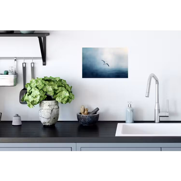Meeuw - Wit - Zee - Mistig Muursticker klein -keuken