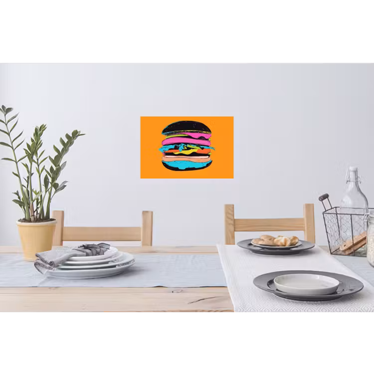 Hamburger - Kleurrijk - Speels Muursticker klein -eettafel