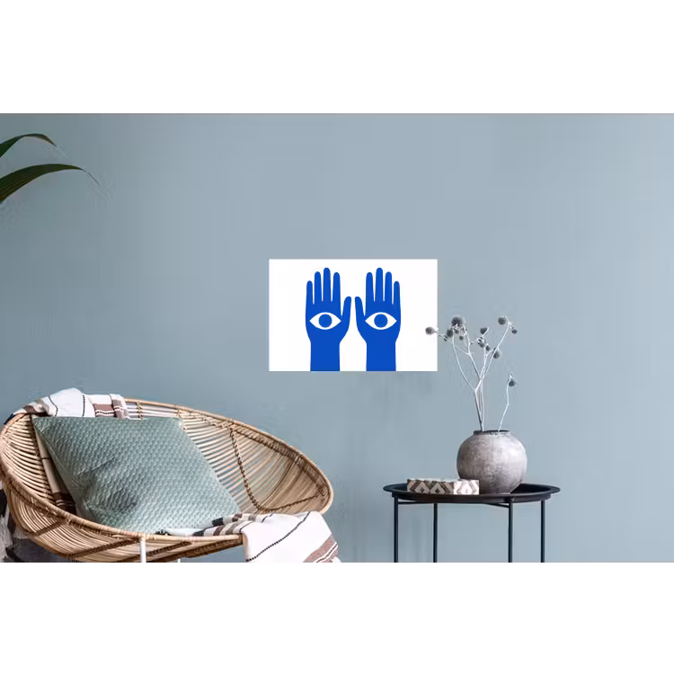 Handen - Twee - Ogen - Blauw Muursticker klein -plant
