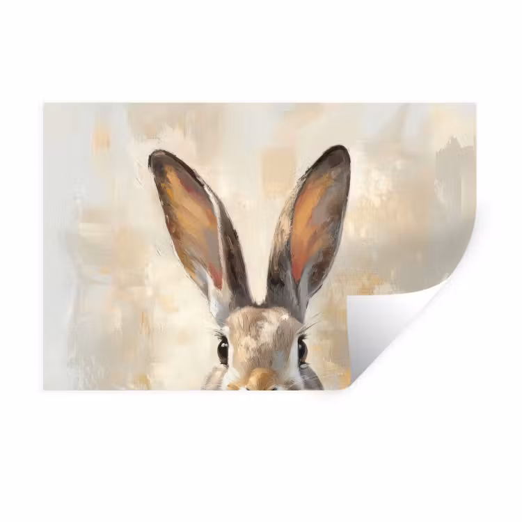 Haas - Oren - Bruin Muursticker klein -3d