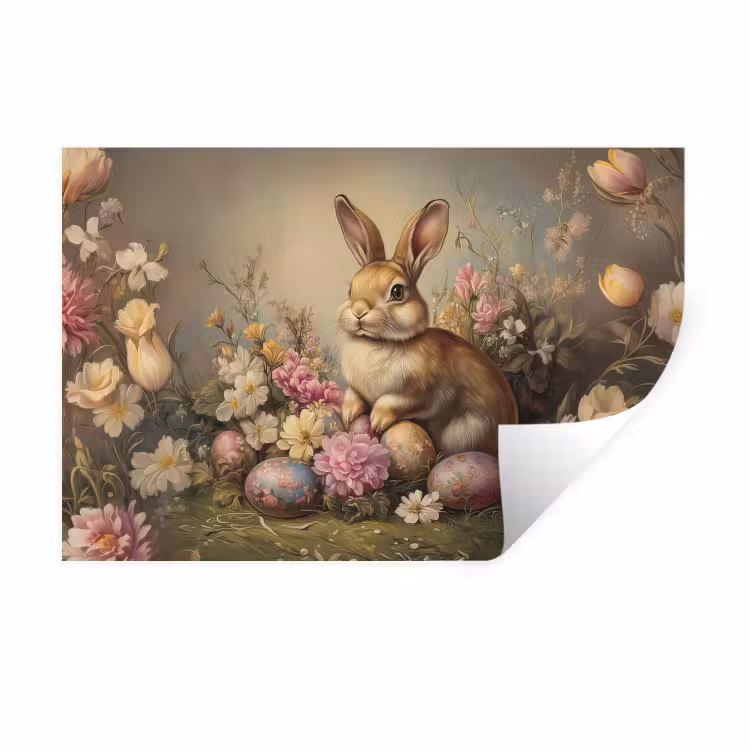 Haas - Stilleven - Bloemen Muursticker klein -3d