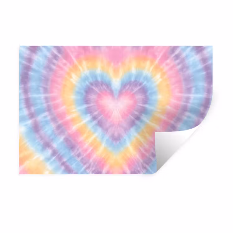 Hartvorm - Pastelkleuren - Tie Dye Muursticker klein -3d