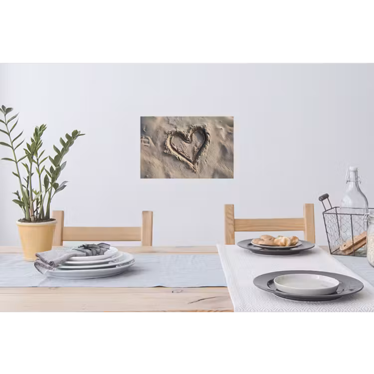 Hartvorm - Getekend - Beige - Zand Muursticker klein -eettafel