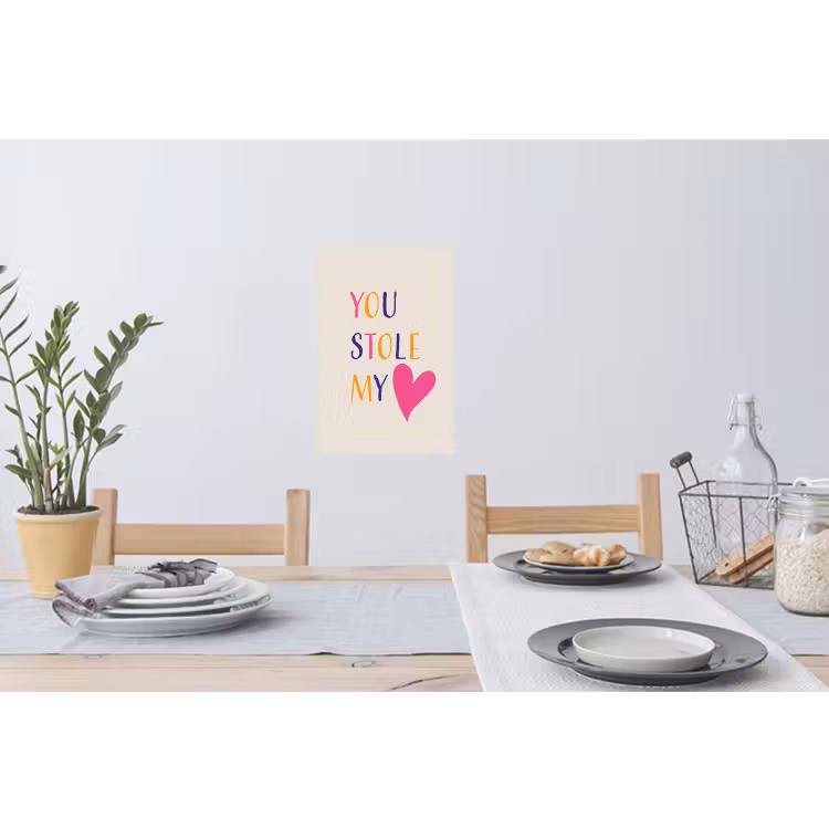 Hart - Valentijn - Tekst Muursticker klein -eettafel