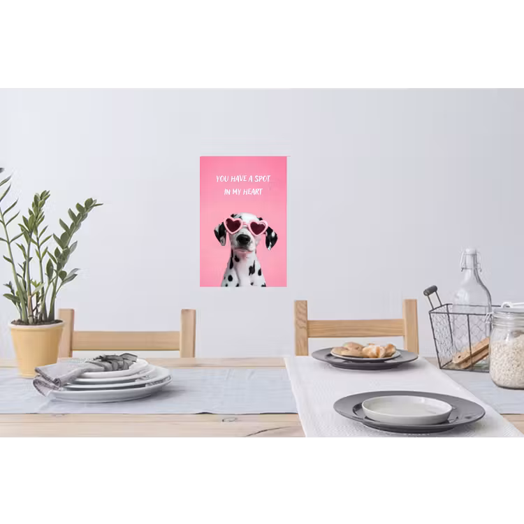 Hartjes - Hond - Valentijn - Roze Muursticker klein -eettafel