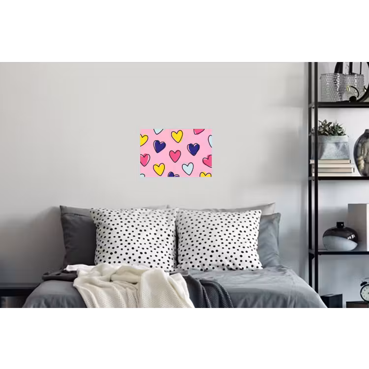 Hartjes - Valentijn - Patroon - Kleurrijk Muursticker klein -slaapkamer