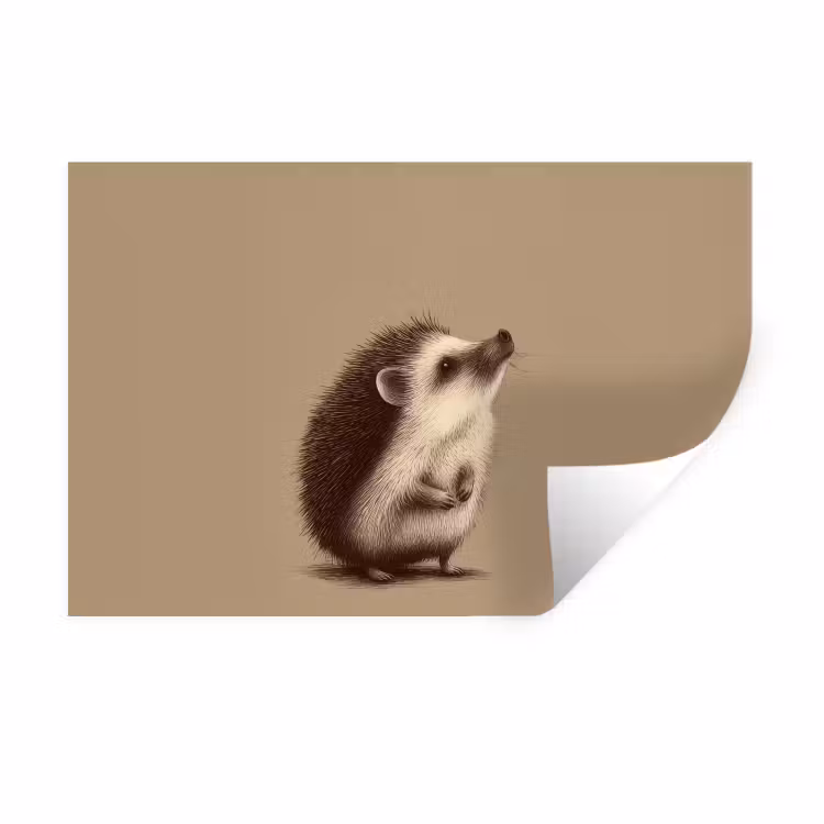Egel - Snuitje - Bruin - Stekels Muursticker klein -3d