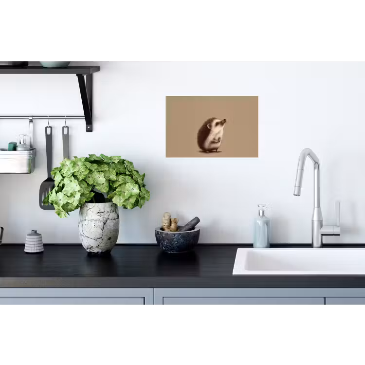 Egel - Snuitje - Bruin - Stekels Muursticker klein -keuken