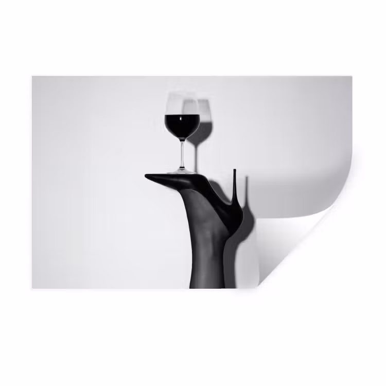 Hak - Wijn - Minimalistisch - Zwart Muursticker klein -3d