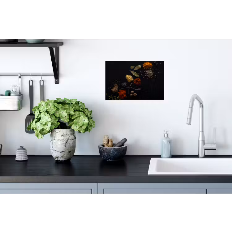 Kruiden - Zwart - Specerijen - Keuken - Koken Muursticker klein -keuken