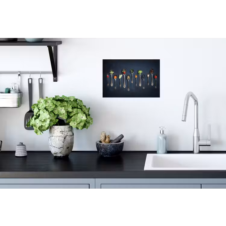 Kruiden - Lepel - Zilver - Specerijen - Industrieel Muursticker klein -keuken