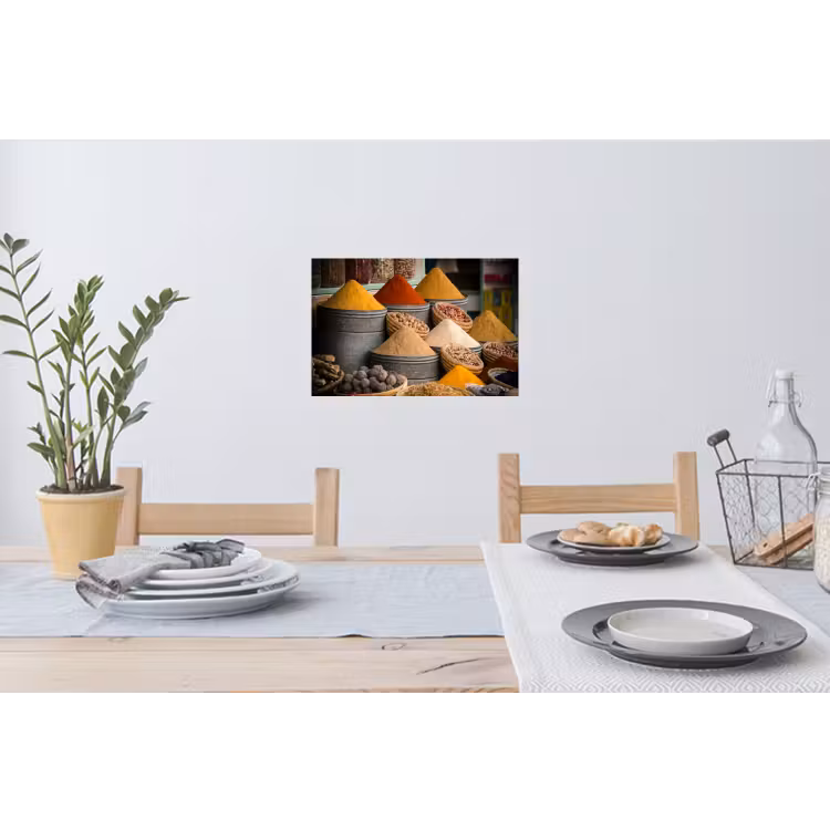 Kruiden - Ton - Specerijen - Geel - Bruin Muursticker klein -eettafel