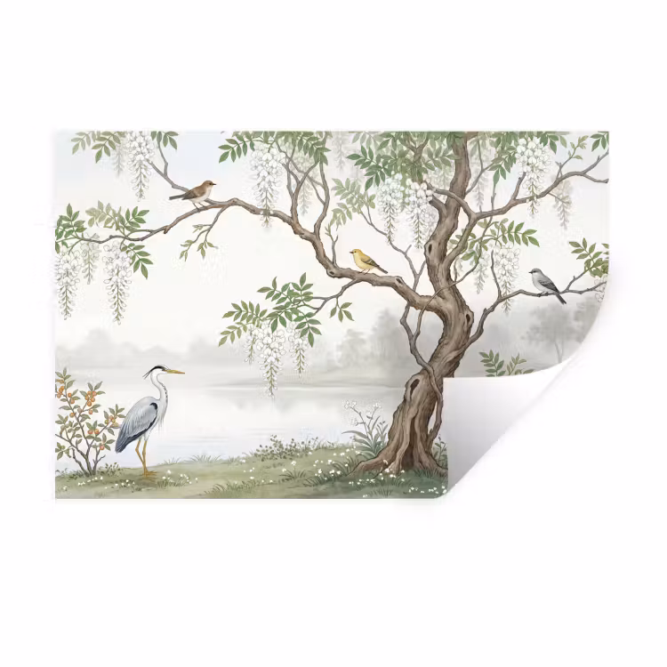 Reiger - Landschap - Groen Muursticker klein -3d