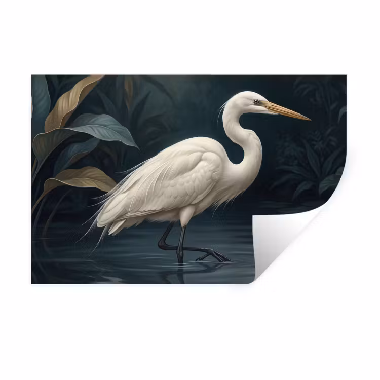 Reiger - Water - Natuur - Modern - Wit Muursticker klein -3d