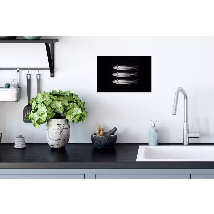 Haring - Vissen - Zwart Muursticker klein -keuken