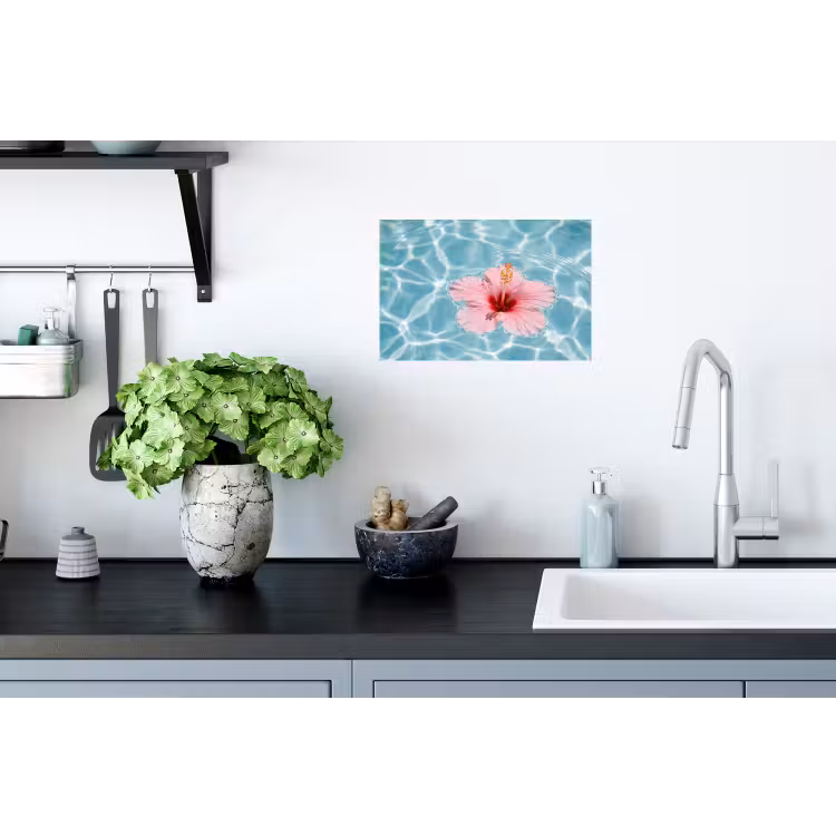 Hibiscus - Water - Roze Muursticker klein -keuken