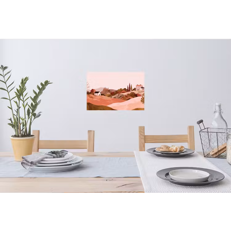 Heuvellandschap - Grafisch - Terracotta Muursticker klein -eettafel