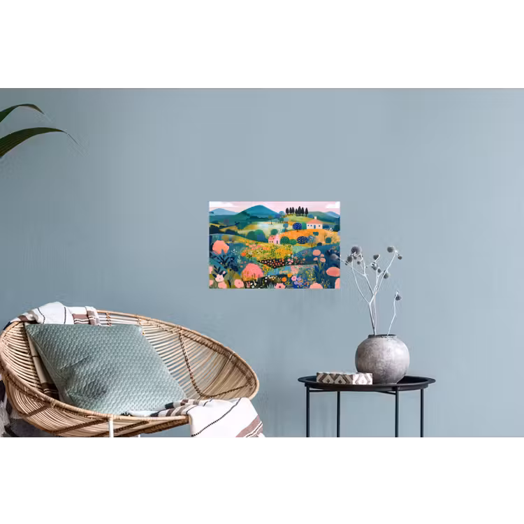 Heuvellandschap - Fantasierijk - Kleurcontrasten Muursticker klein -plant