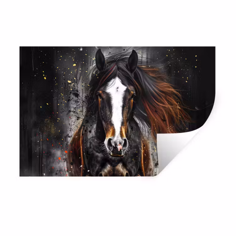 Paard - Dieren - Zwart - Luxe - Modern Muursticker klein -3d